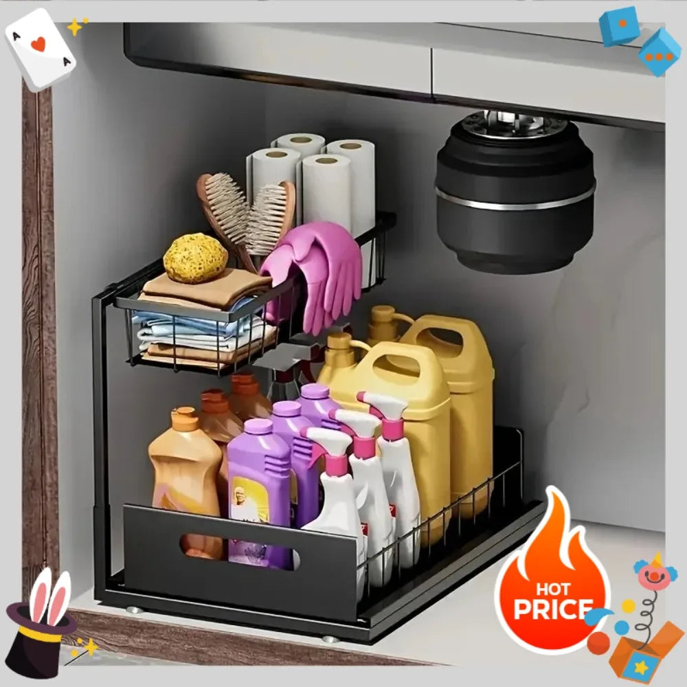 Under-Sink Sliding Storage Rack