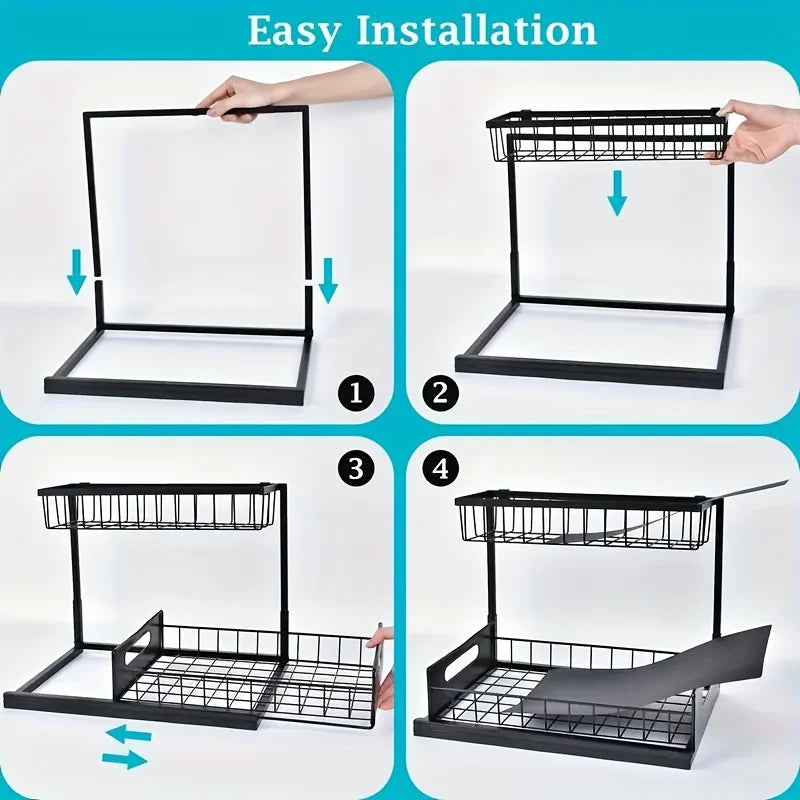 Under-Sink Sliding Storage Rack