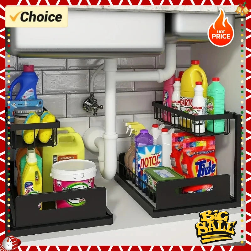 Under-Sink Sliding Storage Rack