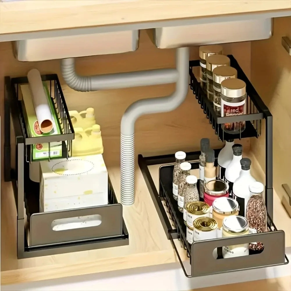 Under-Sink Sliding Storage Rack
