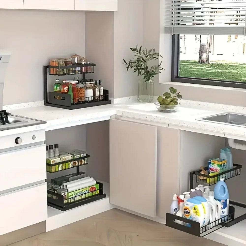 Under-Sink Sliding Storage Rack