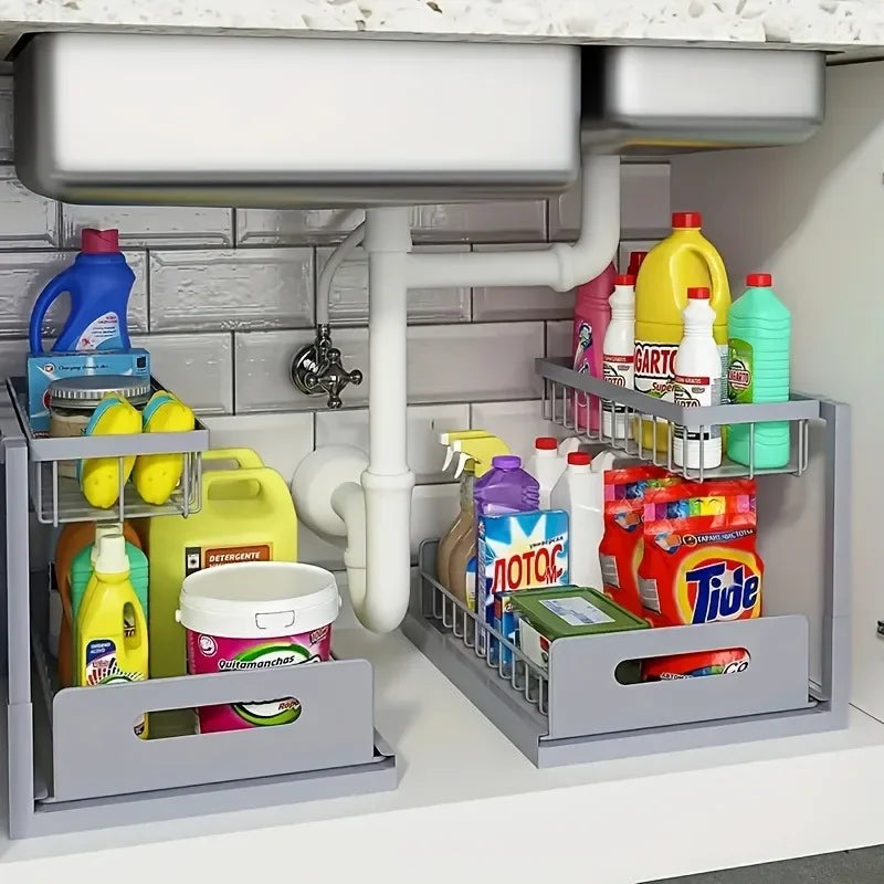 Under-Sink Sliding Storage Rack