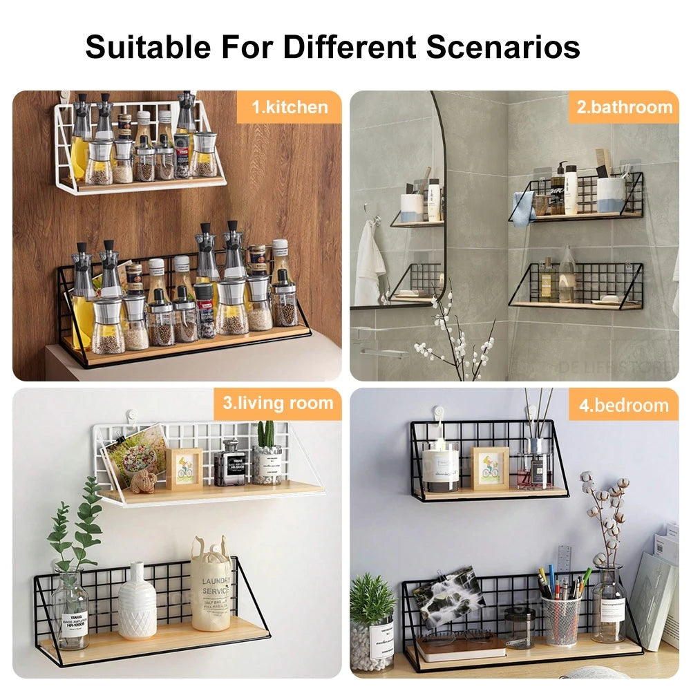 Wall-Mount Metal & Wood Spice Rack