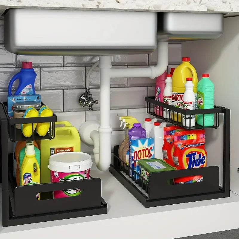 Under-Sink Sliding Storage Rack