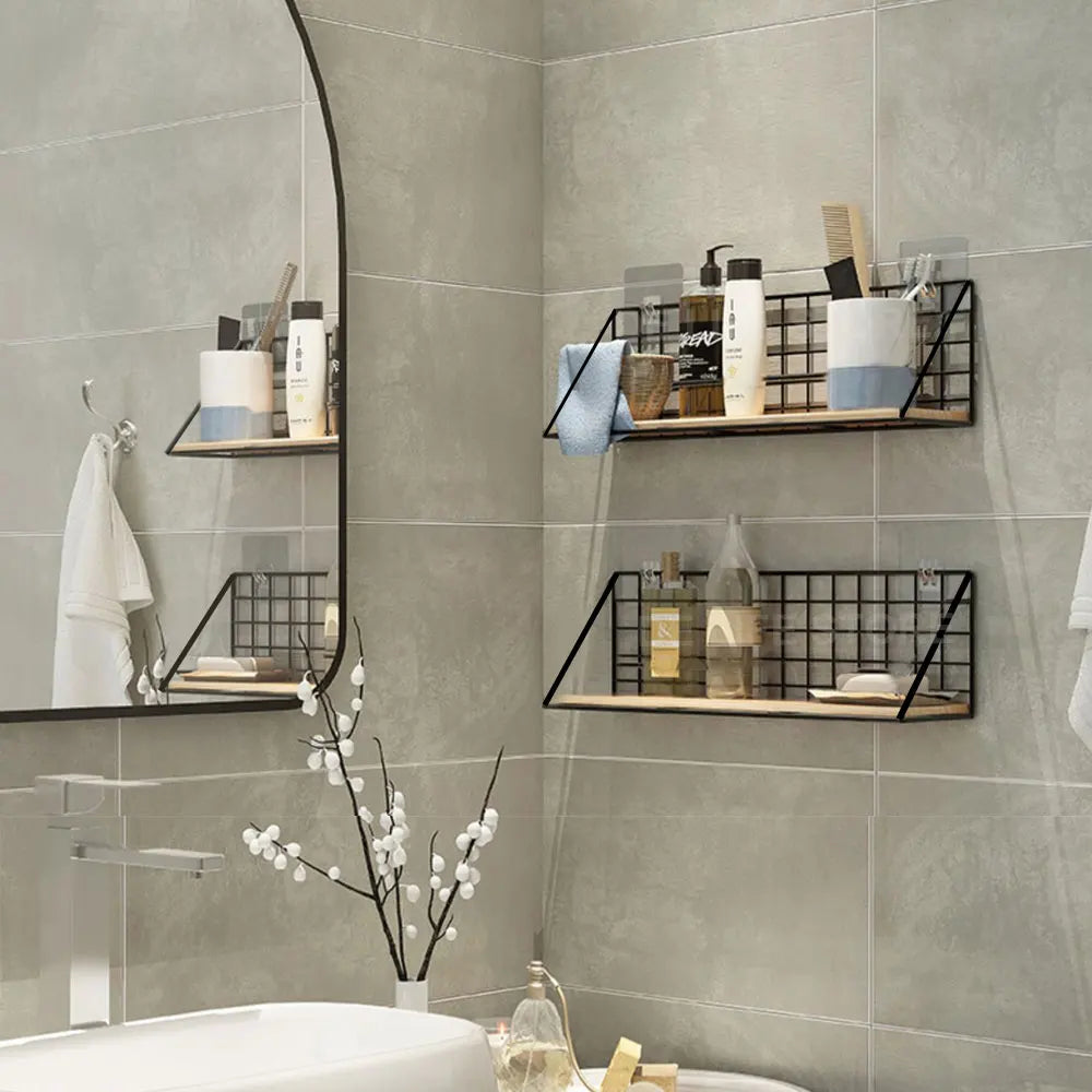 Wall-Mount Metal & Wood Spice Rack
