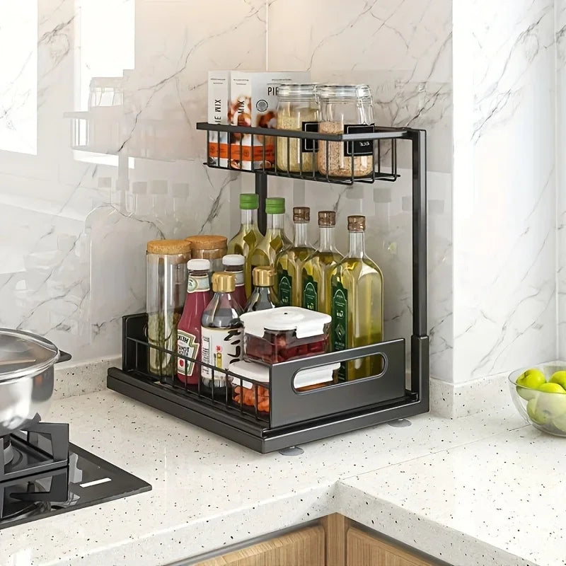 Under-Sink Sliding Storage Rack